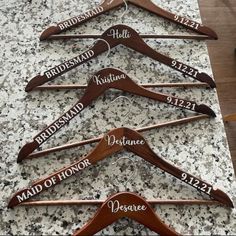 wooden wedding hangers with names on them