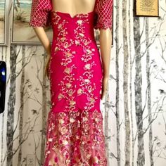 This Beautiful Filipiniana Dress Is Imported.It Is Elegant , Classy And So Unique .I Bought A Wrong Size And It Won’t Fit Me .You Look Adorable When You Wear This Pretty Dress . Glamorous Fitted Embroidered Evening Dress, Festive Fitted Lace Dress, Glamorous Fitted Embroidered Dress, Embroidered Fitted Evening Dress For Party, Fitted Embroidered Evening Dress For Party, Fitted Evening Dress For Festive Party Wear, Festive Fitted Evening Dress For Party Wear, Festive Fitted Party Evening Dress, Fitted Maxi Evening Dress For Festive Occasions