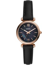 Shop for Fossil Carlie Mini Three-Hand Gold Tone Stainless Steel Black Leather Watch at Dillard's. Visit Dillard's to find clothing, accessories, shoes, cosmetics & more. The Style of Your Life. Black Leather Watch, Fossil Watch, Stil Elegant, Fossil Watches, Analog Watch, Skagen, Women's Watch, Black Watch, Watches Jewelry