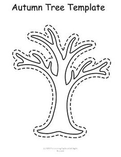 an autumn tree template with dotted lines