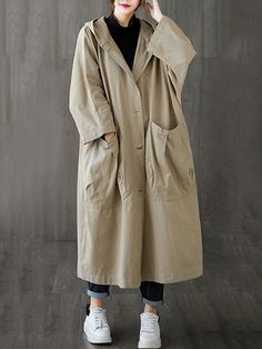 Uoozee Oversized Solid Outerwear With Pockets, Hooded Outerwear With Pockets And Relaxed Fit, Casual Relaxed Fit Solid Color Outerwear, Oversized Solid Color Outerwear For Spring, Oversized Solid Color Spring Outerwear, Spring Oversized Solid Color Outerwear, Oversized Solid Outerwear For Spring, Relaxed Fit Hooded Fall Outerwear, Hooded Relaxed Fit Outerwear For Fall