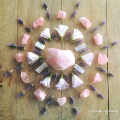 Love Mandala, Crystal Grid, Lavender Flowers, Spiritual Healing, Rose Quartz, Lavender, Healing, Gemstones