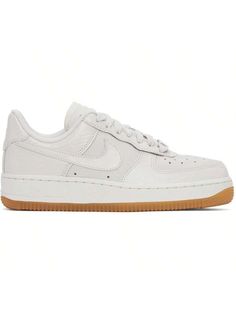 Nike 
Off-White Air Force 1 '07 LX Sneakers 
Low-top paneled croc-embossed polished leather and suede sneakers in off-white. 
. Perforated detailing at toe and sides 
. Logo hardware at lace-up closure 
. Logo patch at padded tongue 
. Padded collar 
. Logo appliqué at sides 
. Logo embossed at heel counter 
. Nike Air cushioning at footbed 
. Jersey lining 
. Treaded rubber sole 
Please note that this item may be shipped only within North America. 
Supplier color: Phantom/Sail/Gum 
Upper: leath Cream Sneakers With Embossed Logo For Streetwear, Cream Suede Sneakers For Streetwear, Suede Sneakers With Embossed Logo For Streetwear, White Suede Custom Sneakers For Streetwear, Nike Air Force 1 Leather With Embossed Logo Lace-up, Cream Low-top Nike Air Force 1 For Streetwear, Cream Nike Air Force 1 Low-top For Streetwear, Nike Air Force 1 Classic Leather With Gum Sole, White Suede Sneakers With Gum Sole