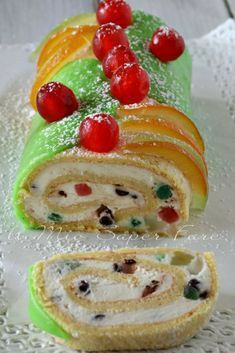 there is a pastry with fruit on it