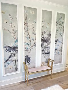 DIY Gold Wallpaper kit Wall Molding Design With Wallpaper, Wallpaper In Frame On Wall, Wall Moulding Wallpaper, Wallpaper In Molding, Framed Wallpaper Panels Bedroom, Wallpaper Panels Bedroom, Wall Molding With Wallpaper, Moulding And Wallpaper, Moulding With Wallpaper