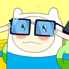 a cartoon character wearing sunglasses and holding a cell phone up to his face with one hand