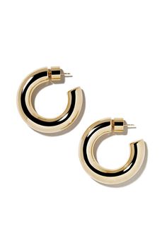 JENNIFER FISHER-Jamma Huggie Earrings - 1.2in-YELLOW GOLD Jeniffer Fisher Jewelry, Huggie Earrings Silver, Jennifer Fisher, Huggie Earrings, Huggies Earrings, Silver Earrings, Plating, Yellow Gold, Brass