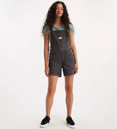 Vintage Women's Shortalls - Black | Levi's® US Utility Style Shortalls With Pockets And Relaxed Fit, Relaxed Fit Utility Shortalls With Pockets, Utility Style Relaxed Fit Shortalls With Pockets, Fall Relaxed Fit Shortalls With Pockets, Utility Shortalls With Pockets, Fall Shortalls Overalls With Pockets, Fall Shortalls With Bib Front And Pockets, Spring Bib Front Shortalls With Side Pockets, Levi's Cotton Overalls