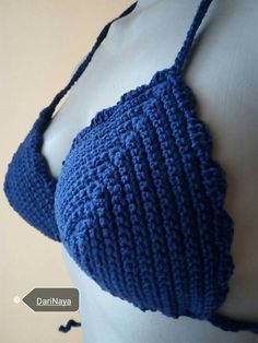 Dark Blue Crochet Bikini Handmade Cotton Swimwear For Beach Season, Fitted Blue Crochet Swimwear, Handmade Cotton Triangle Top Swimwear, Fitted Crochet Cotton Top For Beach, Fitted Crochet Top In Cotton Yarn For Beach, Crochet Blue Swimwear For Beachwear, Fitted Cotton Crochet Top For Beach, Blue Crochet Swimwear For Beach Season, Fitted Cotton Yarn Crochet Top For Beach