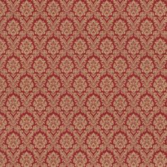 a red and gold wallpaper pattern with an intricate design on the bottom half of it