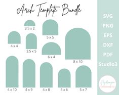 the arch template bundle for svg and dxf files is shown in light blue