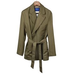 Belted Jacket, Belted Coat, Single Breasted Jacket, Field Jacket, Like A Boss, Simple Colors, Work Shirts, Brushed Cotton, Olive Green