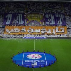 an image of a soccer field with fans in the stands and banners on the sidelines