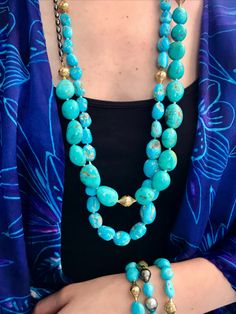 18k yellow gold, oxidized silver and Sleeping Beauty turquoise beaded layering necklaces #turquoisewedding #weddingjewelry #bluejewelry #bluegreen #bluejewelry #mixedmetaljewelry #chunkybeadedjewelry #beadednecklace Turquoise Wedding, Layering Necklaces, Mixed Metal Jewelry, Oxidized Silver, Turquoise Beads, Layered Necklaces