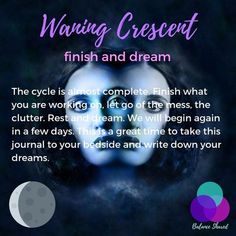 an image of a blue and purple background with the words waking crescent, finish and dream