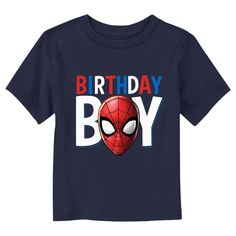 Now your kiddos can celebrate their special day by losing themselves in the pages of a comic book or the movie adventure of a lifetime with their favorite Marvel superheroes and an officially licensed Marvel Spider-Man Birthday Boy Spidey Toddlers' Graphic T-Shirt! This awesome tee reads "Birthday Kid" in blue, red, and white lettering along with Spider-Man's face replacing the letter "O" across the front. It's time to get marvel-ous with some awesome new Spider-Man apparel for that special birt Spider-man Birthday, Spider Man Birthday Shirt, Spider Man Birthday Party Ideas, Spider Man Birthday, Spiderman Birthday Party, Kids Hero, Trending Graphic Tees, Spiderman Party, Mens Birthday Party