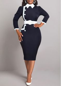 Color:Black;Size:S;Size:M;Size:XL;Size:XXL;Package Contents:1 X Dress;Occasion:Other;Style:Bohemian; Ministry Apparel, Polo Collar Dress, Church Attire, Latest Dress For Women, Corporate Dress, Corporate Wear, Stylish Work Attire, Classy Dress Outfits, Classy Work Outfits