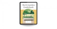 the herb garden guidebook is displayed on a tabletop, with an image of a tree in the background