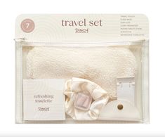 Rediscover the joy of travel with the new 7-piece Travel Set by Pinch Provisions. The clear zipper pouch contains a convenient assortment of practical luxuries: sherpa sleep mask (with silky backing), ear plugs, refreshing towelette, vegan leather cord organizer, and a phone/tablet stand. With room for additional items like a passport, ticket, or face covering, this Travel Set is a must-get for the modern jet-setter. Clear Travel Pouch, Clear Zipper Pouch, Leather Cord Organizer, Cord Organizer, Girlfriend Birthday, Cord Organization, Jet Setter, Tablet Stand, Holiday Ready