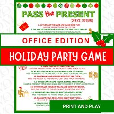 the office holiday party game for pass the present