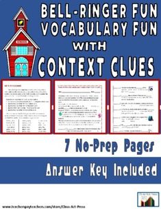 bell - ringer fun vocabular fun with text clues 7 no prep page answer key included