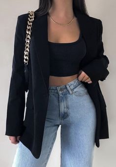 Black Blazer Outfit, Chique Outfit, Blazer Outfits Casual, Blazer Outfits For Women, Fest Outfits, Chique Outfits, Looks Black, Causual Outfits, American Beauty