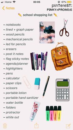 a poster with school supplies on it and the words pinterest pink floydie