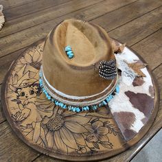 CUSTOM HAND BURNED Wide Brim Hat Branded Hat Flowers and Leaves Burned Hat Western Hat Cow Print - Etsy Hat Burning, Hat Bar, Hand Burn, Felt Hats, Western Hat, Western Hats, Flower Hats, Felt Hat, Wide Brimmed Hats