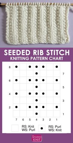 the seeded rib stitch knitting pattern chart