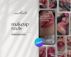 an advertisement for make up reels with images of women's lips and lipstick