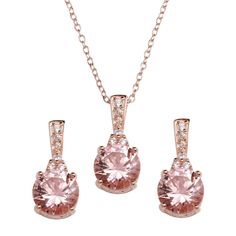 Sterling Silver 925 Rose Gold Plated Pink Cz Necklace And Earrings Metal: 925 Sterling Silver Finish: Rose Gold Plated Stone: 21 Cubic Zirconia Stones Chain Length: 16 - 18 Inches Adjustable Pendant Dimensions: 7.9mm X 17.8mm Earring Dimensions: 5.9mm X 15.1mm Pink Jewelry Sets With Matching Round Earrings, Pink Jewelry Sets With Matching Earrings, Elegant Pink Sterling Silver Jewelry Sets, Pink Sterling Silver Jewelry Sets As Gift, Pink Sterling Silver Jewelry Sets For Gifts, Rose Gold Cubic Zirconia Jewelry Sets, Serotonin Necklace, Silver Dragonfly Necklace, Ceramic Beads Necklace