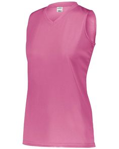 a women's pink shirt with an open v - neck and sleeveless top