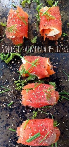 smoked salmon appetizers with herbs and seasoning