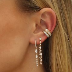 Ear Bar, Diamond Ear Cuff, Diamond Huggies, Anita Ko, Loop Earrings, The Ear, White Rose Gold, Cute Jewelry, Olympia