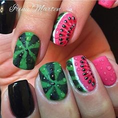 Watermelon Fabulous Summer Nails! Unghie Nail Art, Simple Nail Art Designs