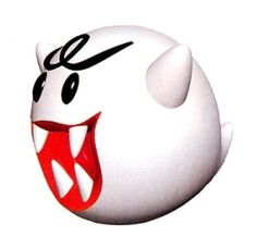 a white ball with red and black letters on it's face, which is smiling