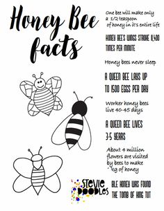 the honey bee fact is shown in black and white