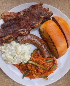 a white plate topped with different types of food