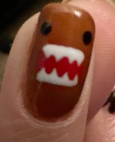 Nail Art Grunge 90s, Fun Nails Easy, Y2k Punk Nails, Domo Painting, Domo Pixel Art, Domo Phone Case, Cute Core Nails, Donnie Darko Nails, Domo Kun Nails