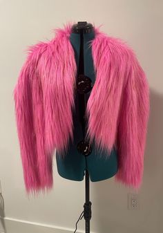 Pink Faux Fur with Gold Tinsel Cropped Bolero Coat Garment is not lined. Size "14" in Women's. Size "M" in Men's. Fur Bolero, Pink Faux Fur, Halloween Shopping, Fur Coat, Faux Fur, Gender Neutral, Art Collection, Bathing Beauties, Adult Outfits