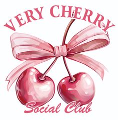 the very cherry social club logo with two cherries tied to it's sides