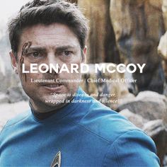 a man in a star trek uniform with the caption, lemonard mccoy