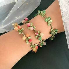 Matching Necklace And Earrings Available Cute Peach Accessories, Quirky Bracelets, Hypericum Berry, Fruit Bracelet, Orange Accessories, Fruit Jewelry, Rings Necklace, Juniper Berry, Bohemian Bracelets