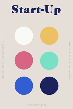 the words start - up in different colors are shown above an image of circles and dots