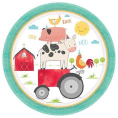 Farm Animal Party Plates - Stesha Party Barnyard Birthday Party, Farm Themed Birthday Party, Barnyard Party, Farm Animal Birthday, Barnyard Birthday, Birthday Plate, Farm Birthday Party, Barnyard Animals, Farm Party