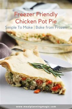 a slice of chicken pot pie on a plate