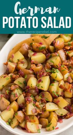 a white bowl filled with cooked potatoes and garnished with parsley