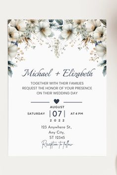 Free Wedding Floral Invitation Card Template