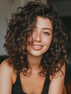 Before And After Wavy Haircut, Medium Length Hair Curly Natural Curls, Face Framing Layers Wavy Curly Hair, Medium Length Haircut Curly Waves, Side Curtain Bangs Curly Hair, 3b Curly Hair Shoulder Length, Mid Length Perm, Natural Wavy Lob, Natural Wavy Medium Length Hair