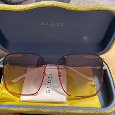 Brand New Gucci Sunglasses With Case Gucci Luxury Multicolor Sunglasses, Gucci Multicolor Sunglasses, Gucci Cat Eye Sunglasses, Shady Lady, Aviator Sunglasses Mens, Satin Bags, Eye Wear, Cool Sunglasses, Gucci Sunglasses